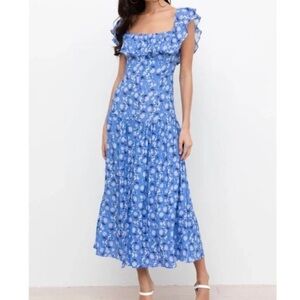 Yumi Kim Fling Ray Of Light Blue Floral Maxi Dress Size 0‎